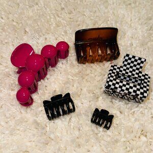 Womens Hair Claw Clips Hairpin Pack of 5 Plastic Black Brown Pink Cletcher